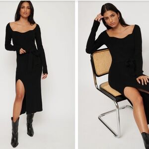 Dynamite Bardot Sweater Dress Black